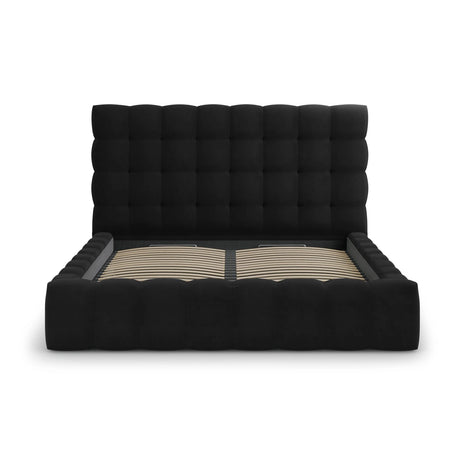 Bali Bett mit Kopfteil und Stauraum, aus Samt (Blu19) in Schwarz, 180x200 cm von Cosmopolitan Design – Bild 5