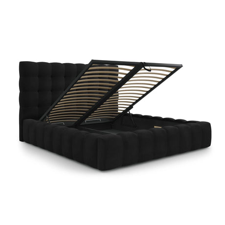 Bali Bett mit Kopfteil und Stauraum, aus Samt (Blu19) in Schwarz, 200x200 cm von Cosmopolitan Design – Bild 6