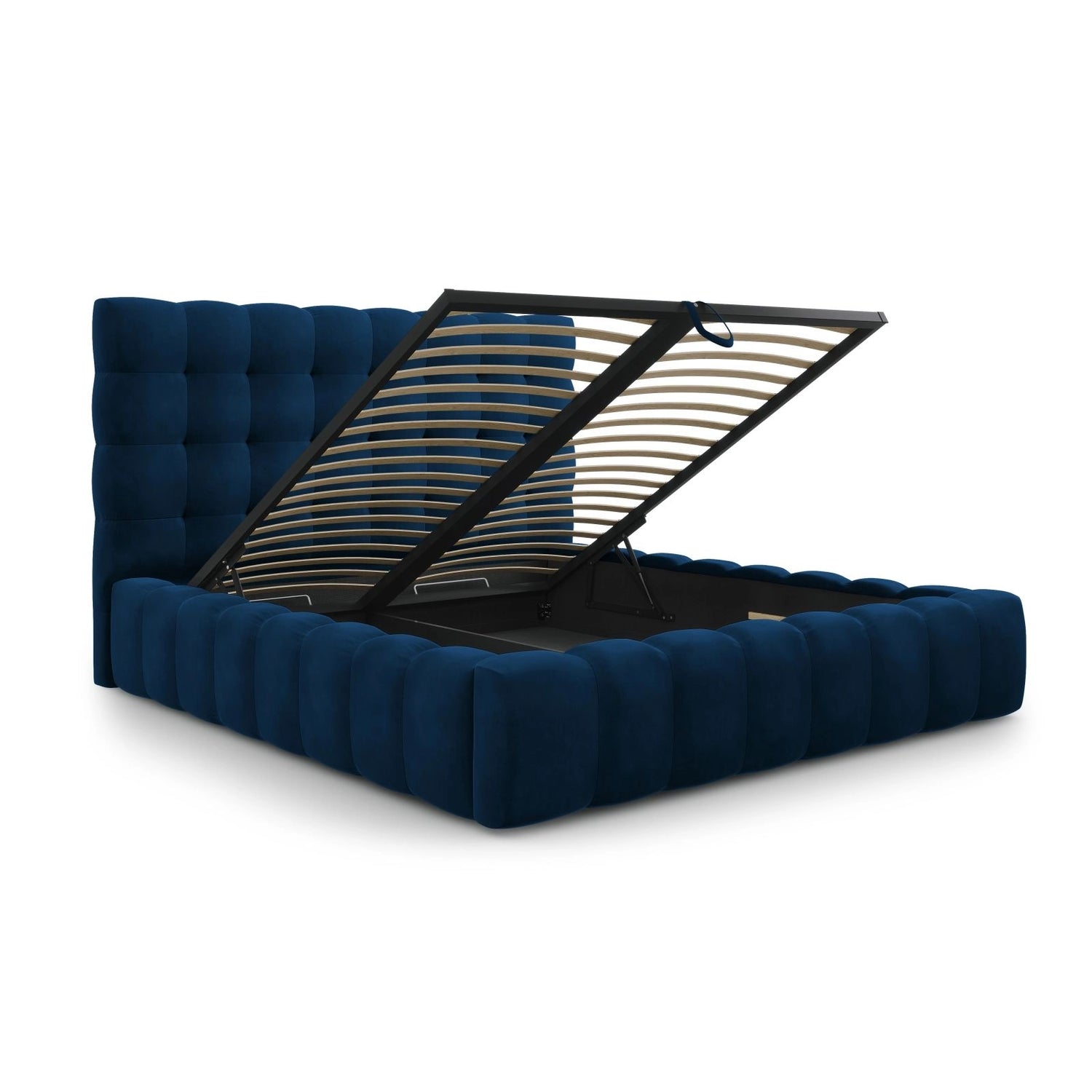 Bali Bett mit Kopfteil und Stauraum, aus Samt (Blu86) in Königsblau, 160x200 cm von Cosmopolitan Design – Bild 6