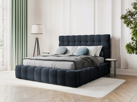 Bali Bett mit Kopfteil und Stauraum, aus Samt (Blu89) in Dunkelblau, 180x200 cm von Cosmopolitan Design – Bild 2