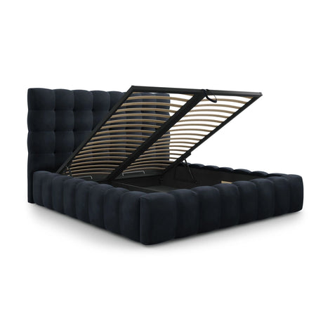 Bali Bett mit Kopfteil und Stauraum, aus Samt (Blu89) in Dunkelblau, 180x200 cm von Cosmopolitan Design – Bild 6