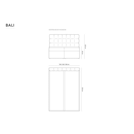 Bali Boxspringbett mit Kopfteil und Stauraum aus Samt, 180x200 cm von Cosmopolitan Design – Bild 2