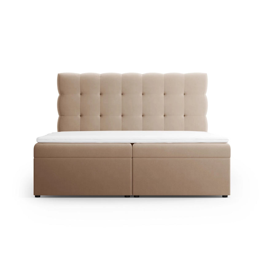 Bali Boxspringbett mit Kopfteil und Stauraum aus Samt in Beige (Bluvel 28), 140x200 cm von Cosmopolitan Design – Bild 3