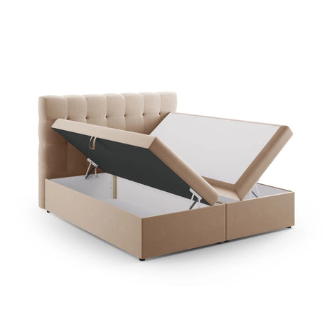 Bali Boxspringbett mit Kopfteil und Stauraum aus Samt in Beige (Bluvel 28), 180x200 cm von Cosmopolitan Design – Bild 4