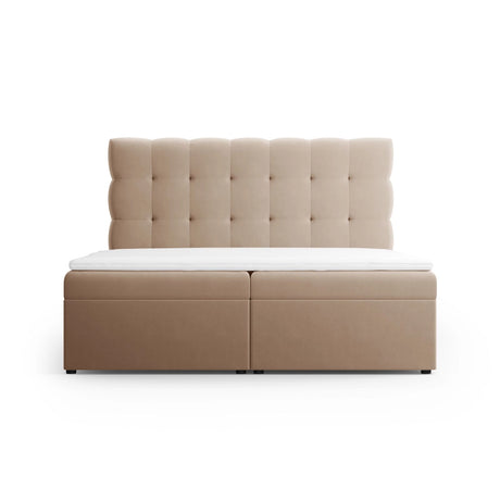 Bali Boxspringbett mit Kopfteil und Stauraum aus Samt in Beige (Bluvel 28), 200x160 cm von Cosmopolitan Design – Bild 3