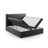 Bali Boxspringbett mit Kopfteil und Stauraum aus Samt in Grau (Bluvel 14), 140x200 cm von Cosmopolitan Design – Bild 5