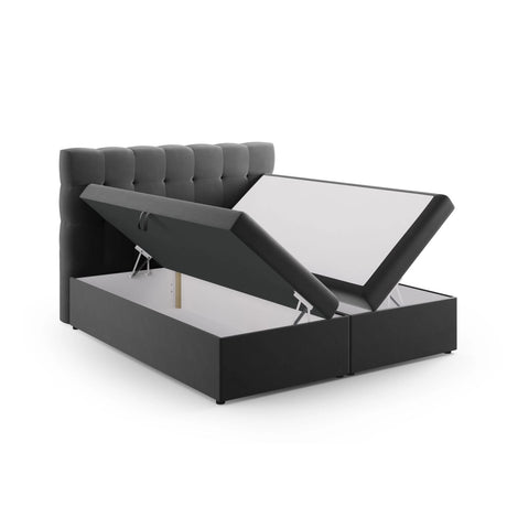 Bali Boxspringbett mit Kopfteil und Stauraum aus Samt in Grau (Bluvel 14), 200x160 cm von Cosmopolitan Design – Bild 4