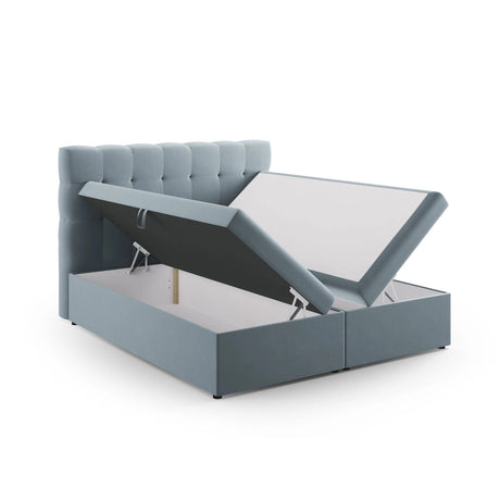 Bali Boxspringbett mit Kopfteil und Stauraum aus Samt in Hellblau (Bluvel 06), 180x200 cm von Cosmopolitan Design – Bild 5