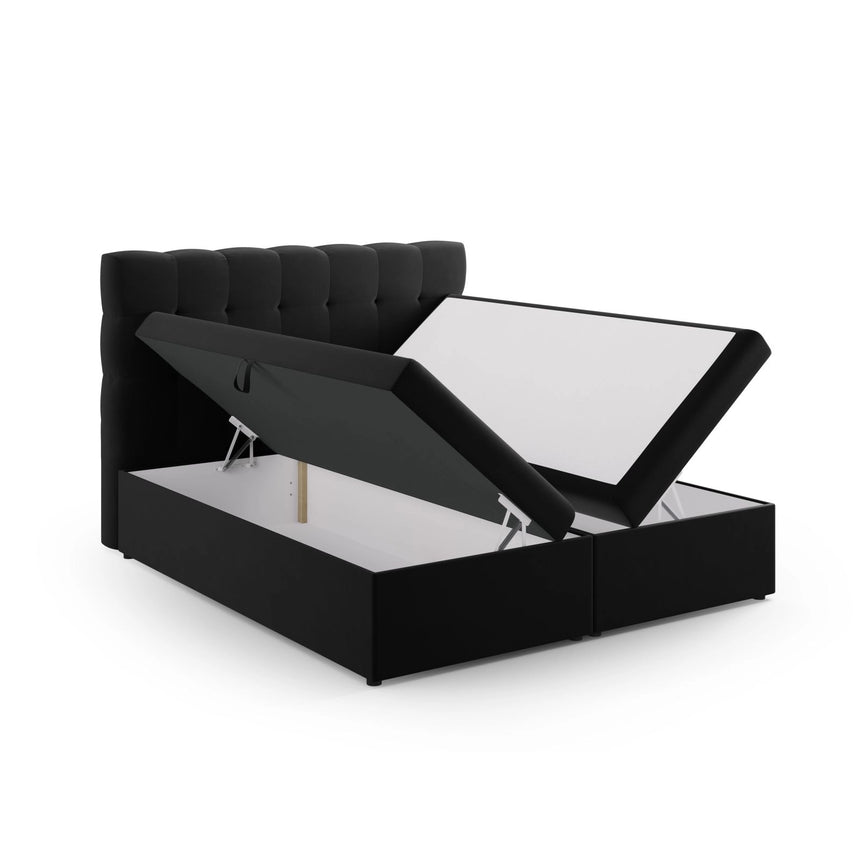Bali Boxspringbett mit Kopfteil und Stauraum aus Samt in Schwarz (Bluvel 19), 140x200 cm von Cosmopolitan Design – Bild 4