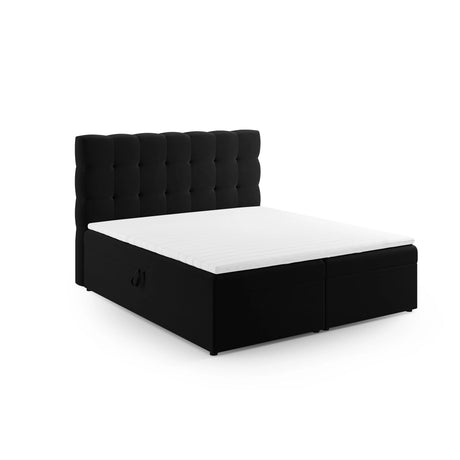 Bali Boxspringbett mit Kopfteil und Stauraum aus Samt in Schwarz (Bluvel 19), 180x200 cm von Cosmopolitan Design – Bild 1