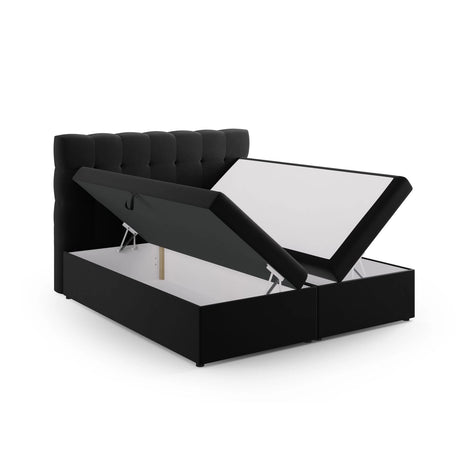 Bali Boxspringbett mit Kopfteil und Stauraum aus Samt in Schwarz (Bluvel 19), 180x200 cm von Cosmopolitan Design – Bild 5