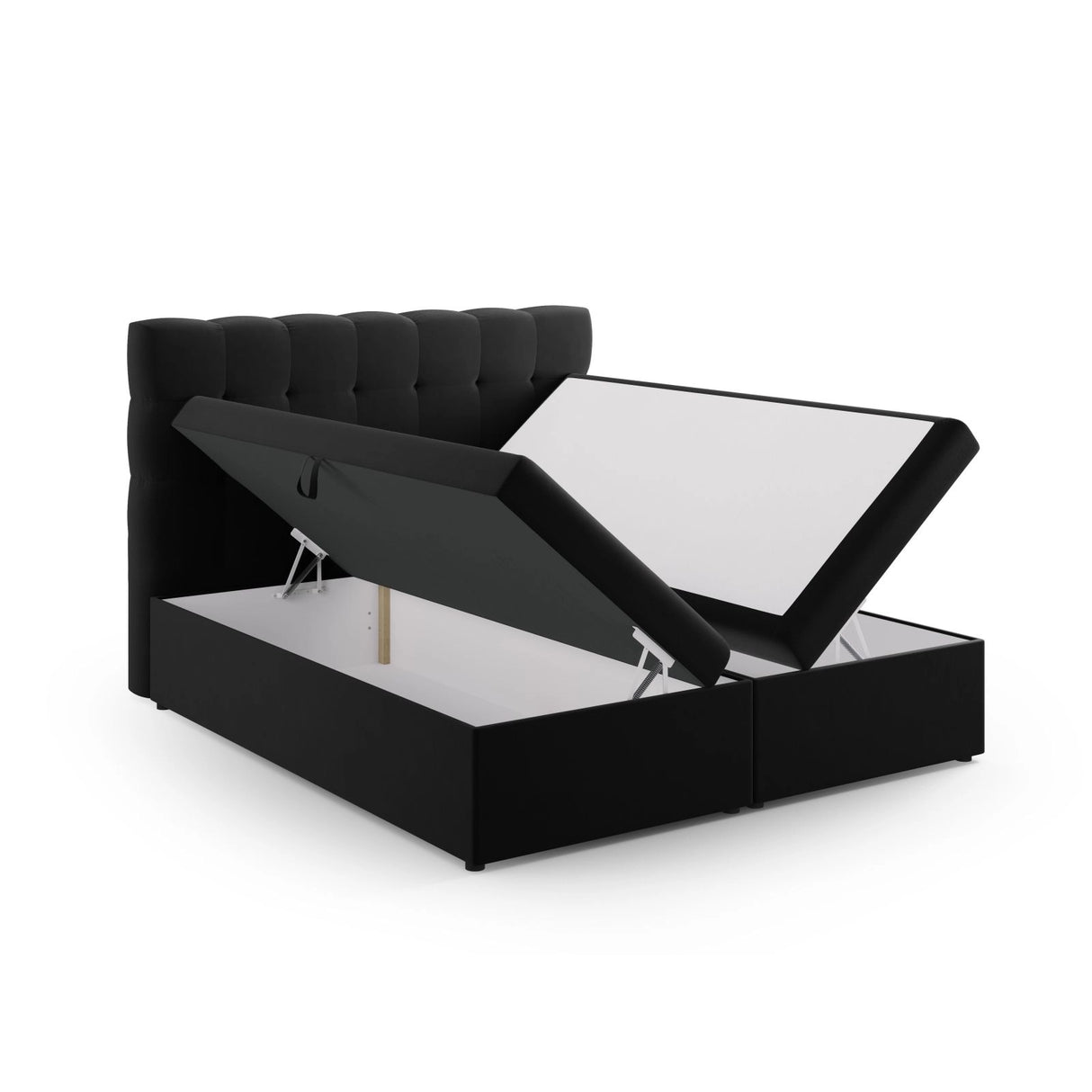 Bali Boxspringbett mit Kopfteil und Stauraum aus Samt in Schwarz (Bluvel 19), 200x160 cm von Cosmopolitan Design – Bild 5