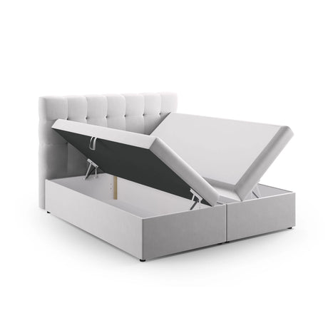 Bali Boxspringbett mit Kopfteil und Stauraum aus Samt in Silber (Bluvel 03), 180x200 cm von Cosmopolitan Design – Bild 4