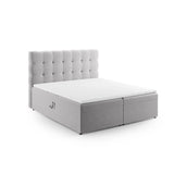 Bali Boxspringbett mit Kopfteil und Stauraum aus Samt in Silber (Bluvel 03), 200x160 cm von Cosmopolitan Design – Bild 1