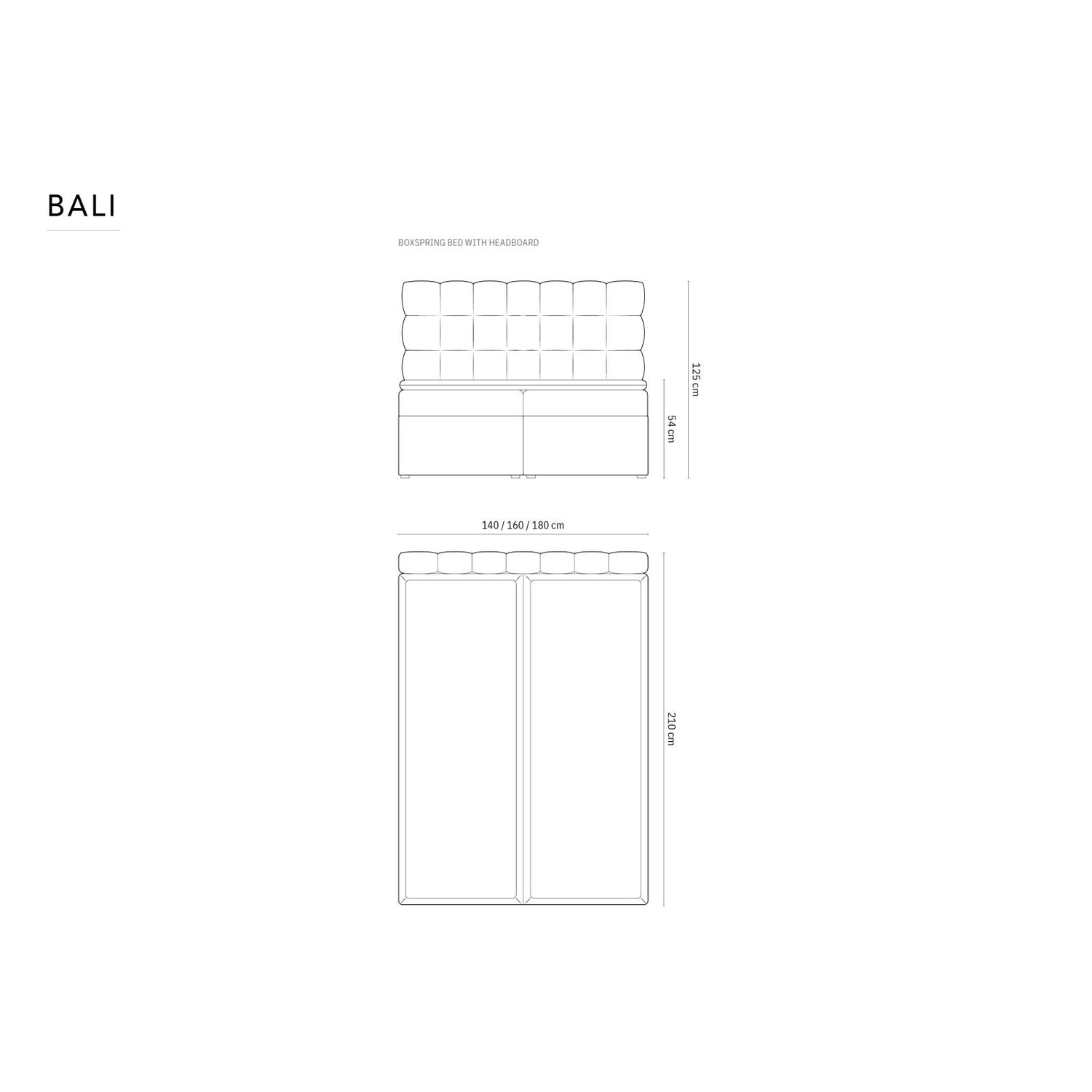 Bali Boxspringbett mit Kopfteil und Stauraum aus Samt in Silber (Bluvel 03), 200x160 cm von Cosmopolitan Design – Bild 2