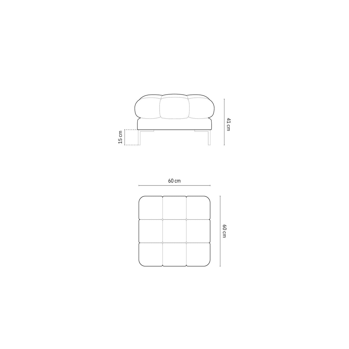 Bali Pouf aus Samt in Dunkelblau (Bluvel 89), 60x60x41 cm von Cosmopolitan Design – Bild 3