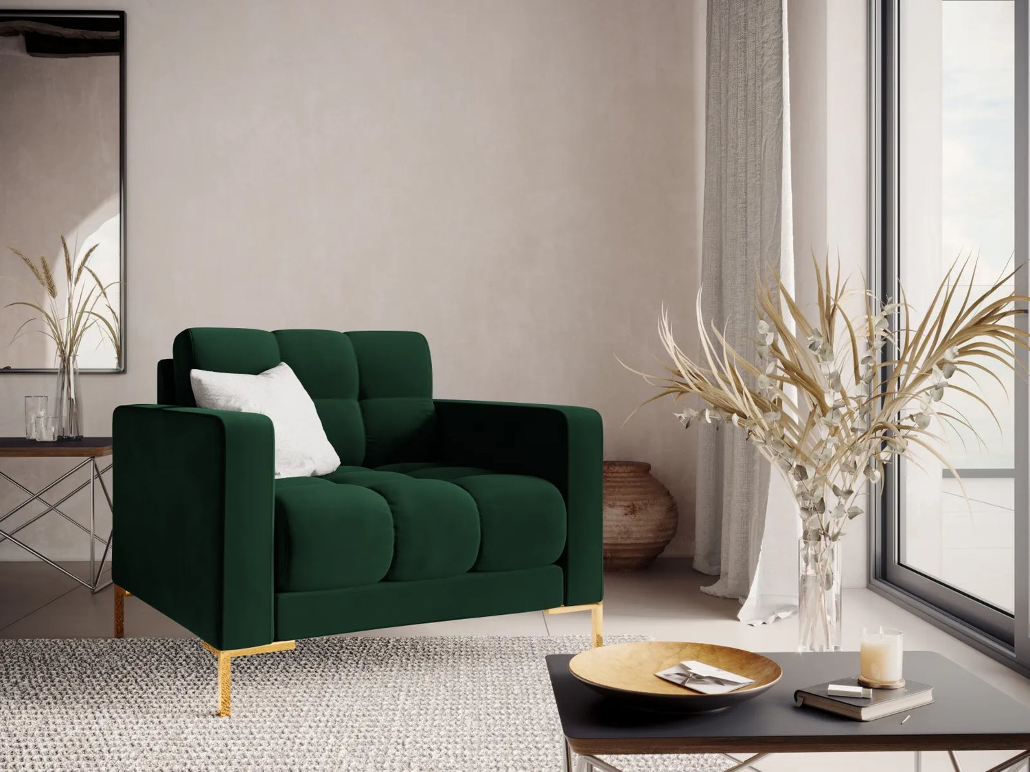 Bali Sessel aus Samt in Flaschengrün (Bluvel 78), 87x96x75 cm von Cosmopolitan Design – Bild 2