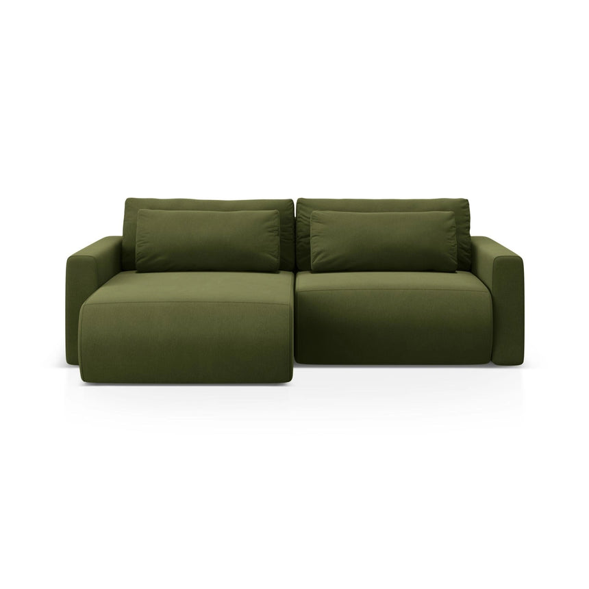 Belfast 3-Sitzer Ecksofa mit Schlaffunktion, ausklappbar, aus Samt in Armeegrün (Magic Velvet 2295), 240x149 cm von Cosmopolitan Design – Bild 1