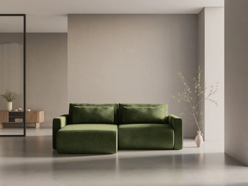 Belfast 3-Sitzer Ecksofa mit Schlaffunktion, ausklappbar, aus Samt in Armeegrün (Magic Velvet 2295), 240x149 cm von Cosmopolitan Design – Bild 2