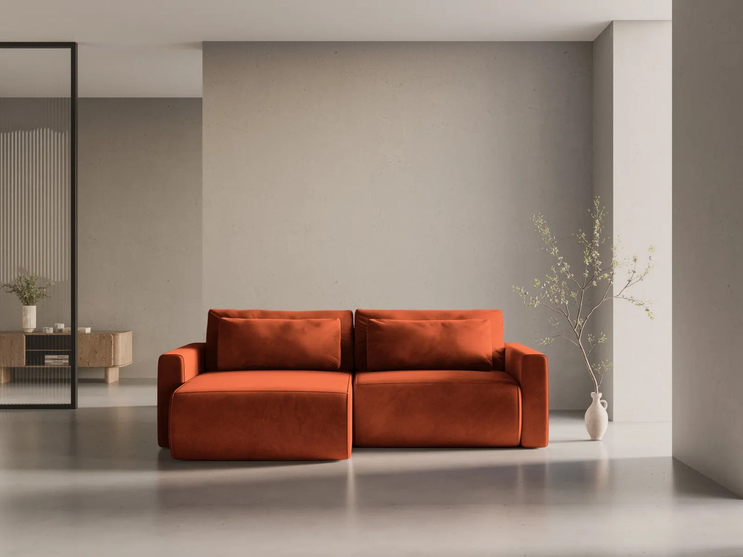 Belfast 3-Sitzer Ecksofa mit Schlaffunktion, ausklappbar, aus Samt in Auburn (Magic Velvet 2285), 240x149 cm von Cosmopolitan Design – Bild 2