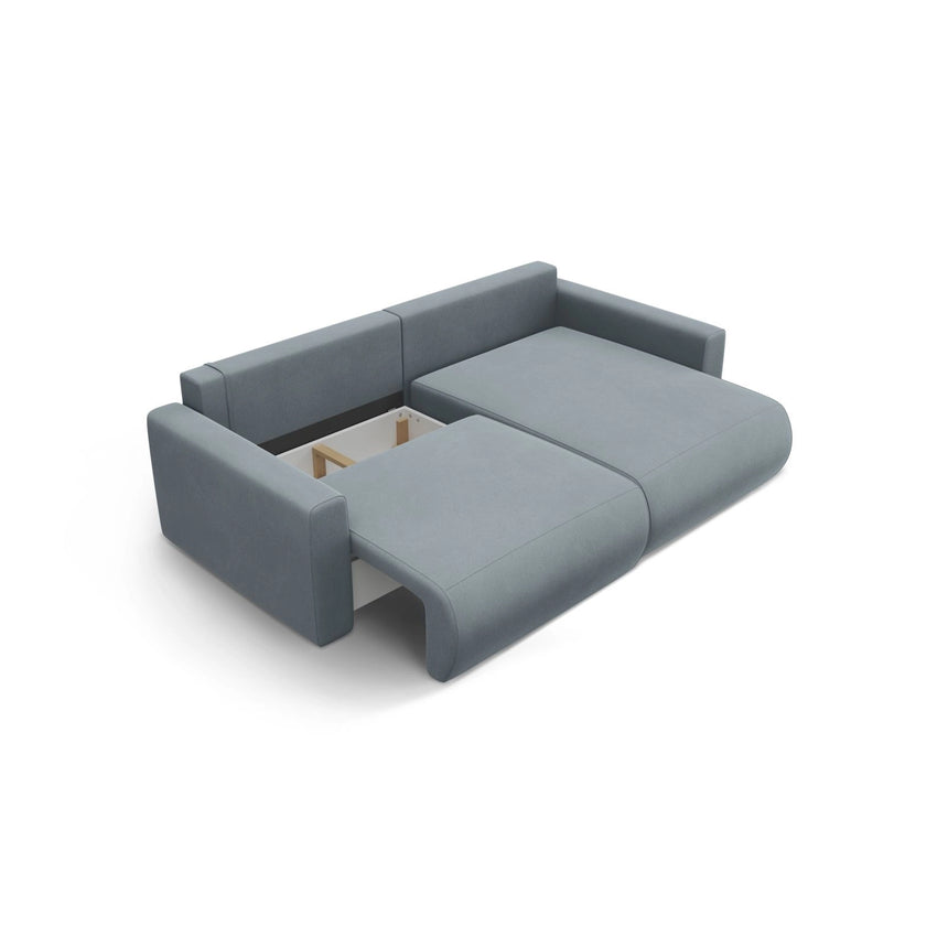 Belfast 3-Sitzer Ecksofa mit Schlaffunktion, ausklappbar, aus Samt in Blaugrau (Magic Velvet 2224), 240x149 cm von Cosmopolitan Design – Bild 6