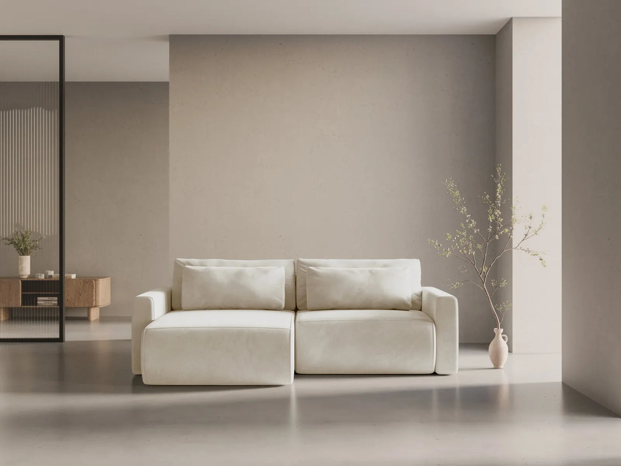 Belfast 3-Sitzer Ecksofa mit Schlaffunktion, ausklappbar, aus Samt in Elfenbein (Magic Velvet 2256), 240x149 cm von Cosmopolitan Design – Bild 2