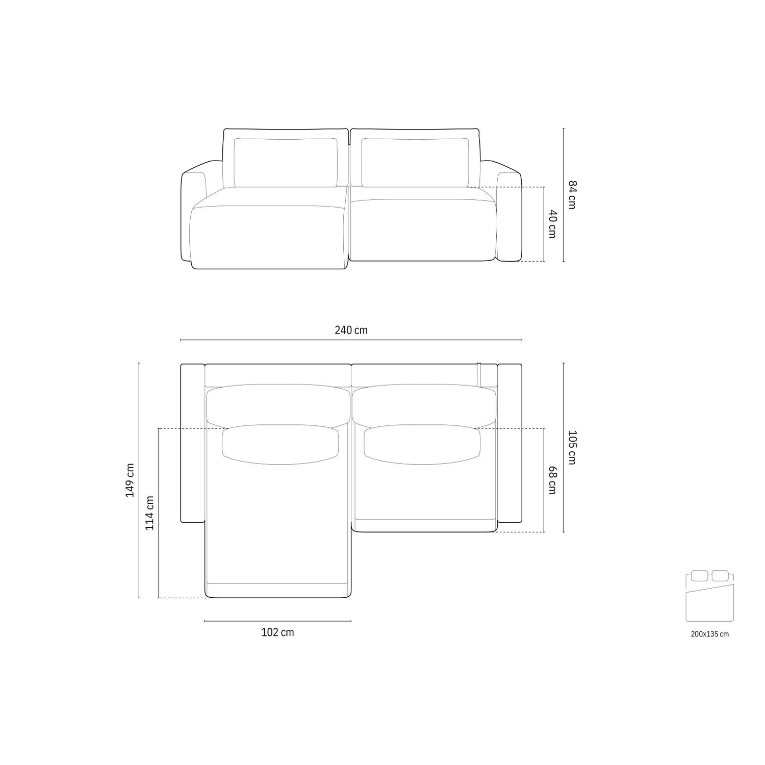 Belfast 3-Sitzer Ecksofa mit Schlaffunktion, ausklappbar, aus Samt in Elfenbein (Magic Velvet 2256), 240x149 cm von Cosmopolitan Design – Bild 3