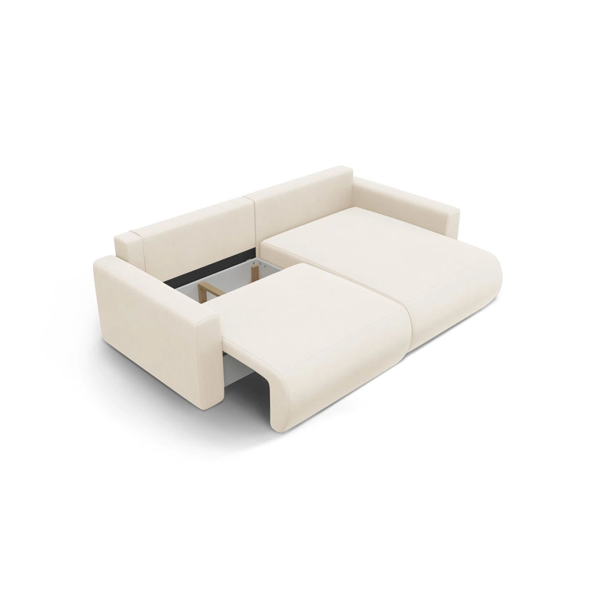Belfast 3-Sitzer Ecksofa mit Schlaffunktion, ausklappbar, aus Samt in Elfenbein (Magic Velvet 2256), 240x149 cm von Cosmopolitan Design – Bild 6