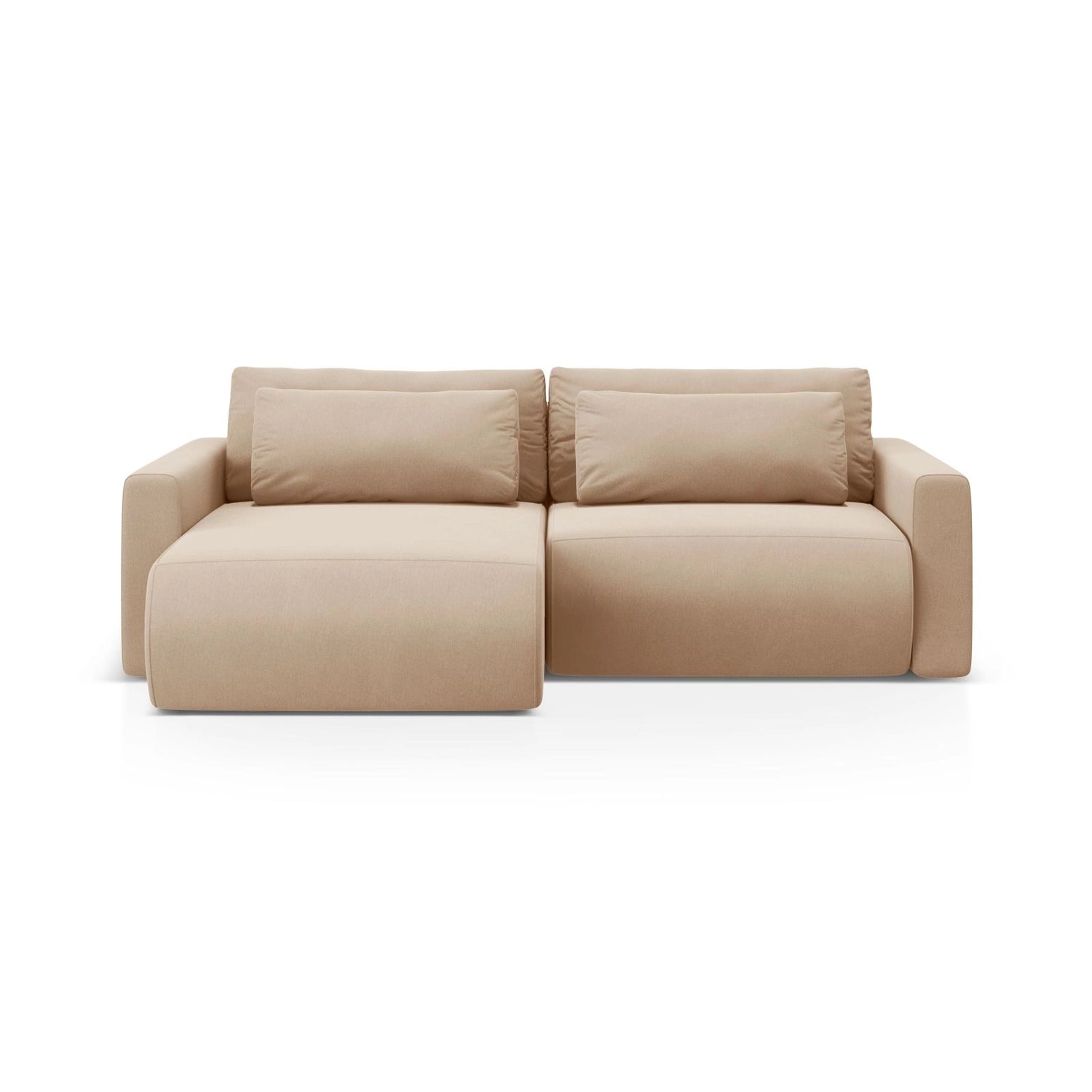 Belfast 3-Sitzer Ecksofa mit Schlaffunktion, ausklappbar, aus Samt in Mandelbeige (Magic Velvet 2282), 240x149 cm von Cosmopolitan Design – Bild 1