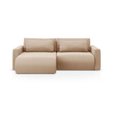 Belfast 3-Sitzer Ecksofa mit Schlaffunktion, ausklappbar, aus Samt in Mandelbeige (Magic Velvet 2282), 240x149 cm von Cosmopolitan Design – Bild 1
