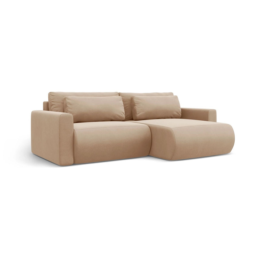 Belfast 3-Sitzer Ecksofa mit Schlaffunktion, ausklappbar, aus Samt in Mandelbeige (Magic Velvet 2282), 240x149 cm von Cosmopolitan Design – Bild 4