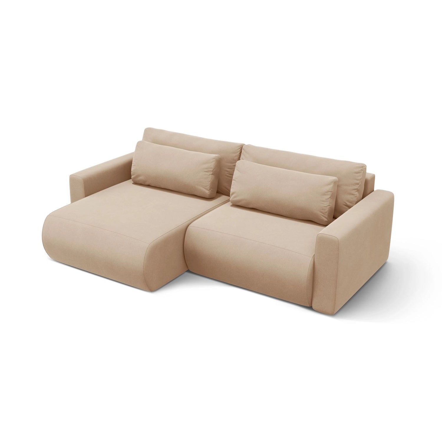 Belfast 3-Sitzer Ecksofa mit Schlaffunktion, ausklappbar, aus Samt in Mandelbeige (Magic Velvet 2282), 240x149 cm von Cosmopolitan Design – Bild 5
