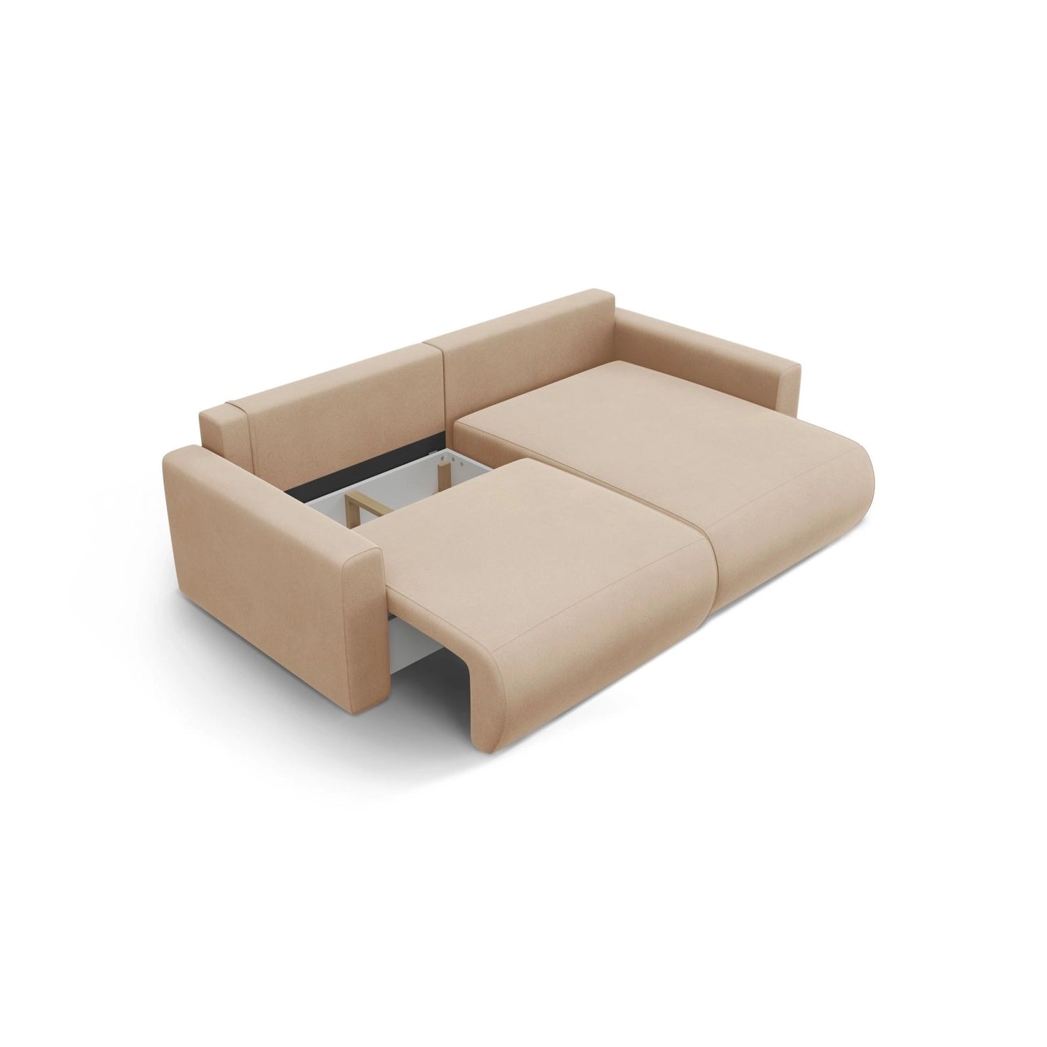 Belfast 3-Sitzer Ecksofa mit Schlaffunktion, ausklappbar, aus Samt in Mandelbeige (Magic Velvet 2282), 240x149 cm von Cosmopolitan Design – Bild 6