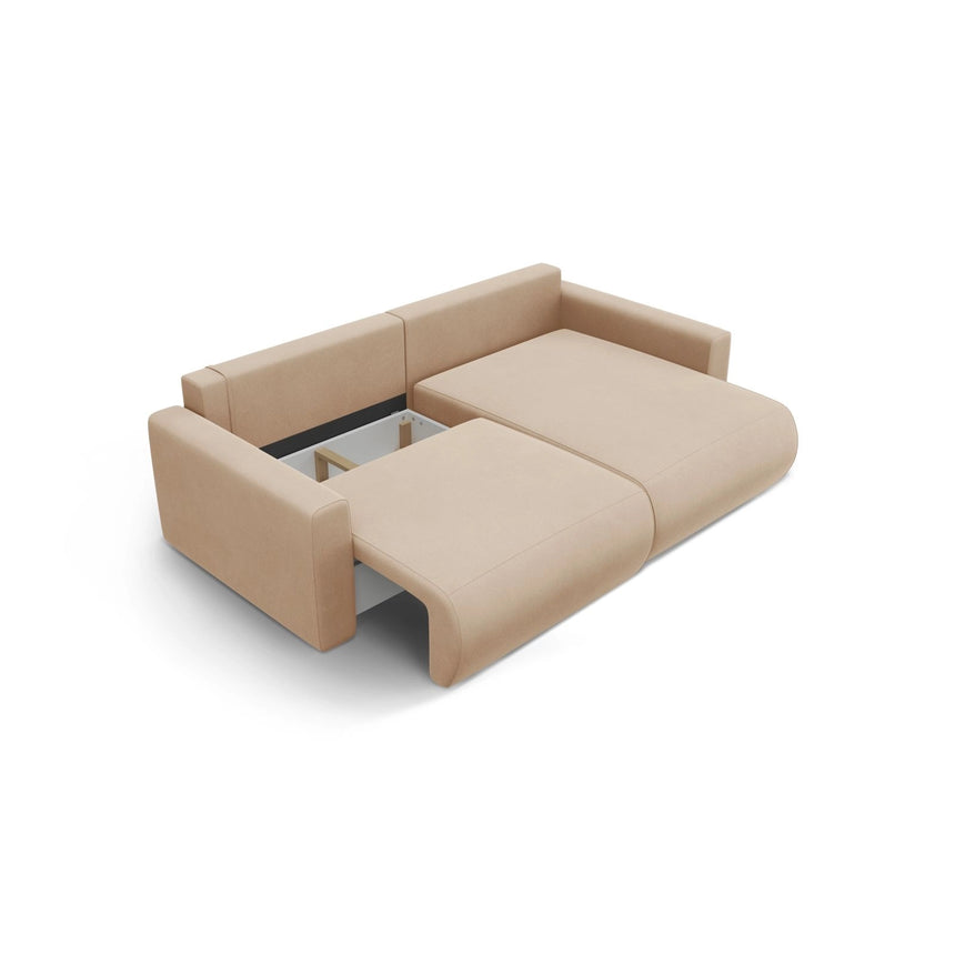 Belfast 3-Sitzer Ecksofa mit Schlaffunktion, ausklappbar, aus Samt in Mandelbeige (Magic Velvet 2282), 240x149 cm von Cosmopolitan Design – Bild 6