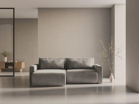 Belfast 3-Sitzer Ecksofa mit Schlaffunktion, ausklappbar, aus Samt in Warmes Grau (Magic Velvet 2270), 240x149 cm von Cosmopolitan Design – Bild 2
