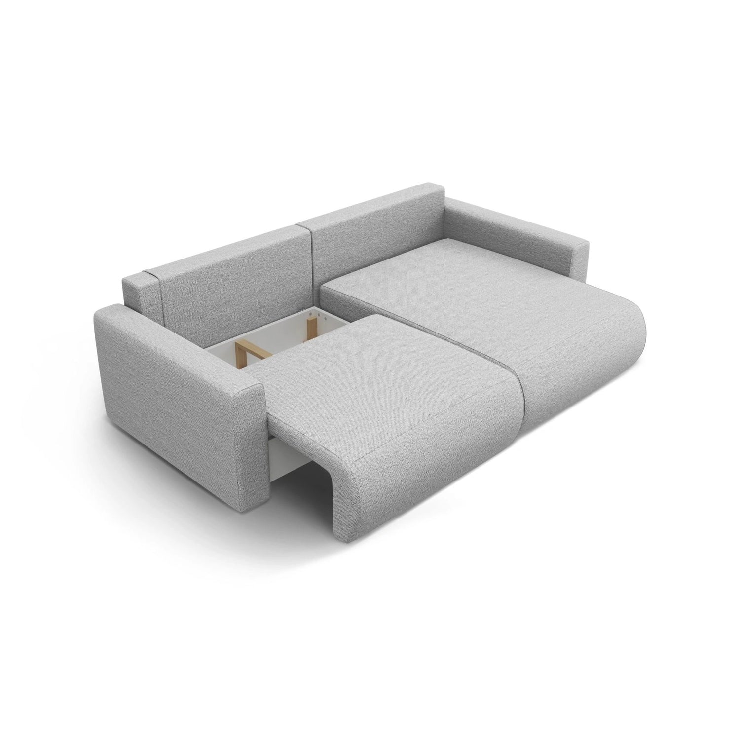 Belfast 3-Sitzer Ecksofa mit Schlaffunktion, ausklappbar, aus Strukturierter Stoff in Hellgrau (Heritage Cement), 240x149 cm von Cosmopolitan Design – Bild 5