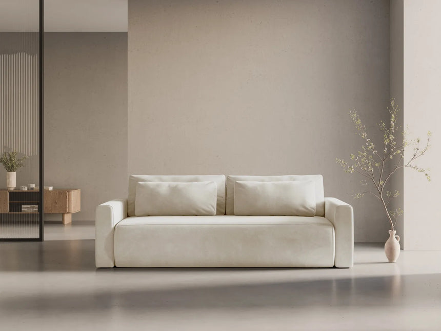 Belfast 3-Sitzer Sofa mit Schlaffunktion und Stauraum, aus Samt in Elfenbein (Magic Velvet 2256), 238x105x84 cm von Cosmopolitan Design – Bild 2