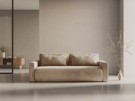 Belfast 3-Sitzer Sofa mit Schlaffunktion und Stauraum, aus Samt in Mandelbeige (Magic Velvet 2282), 238x105x84 cm von Cosmopolitan Design – Bild 2