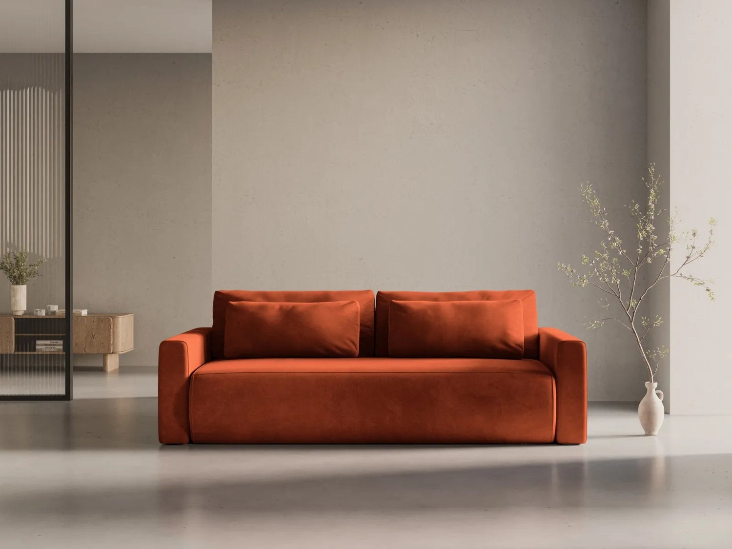 Belfast 3-Sitzer Sofa mit Schlaffunktion und Stauraum, aus Samt in Rotbraun (Magic Velvet 2285), 238x105x84 cm von Cosmopolitan Design – Bild 2