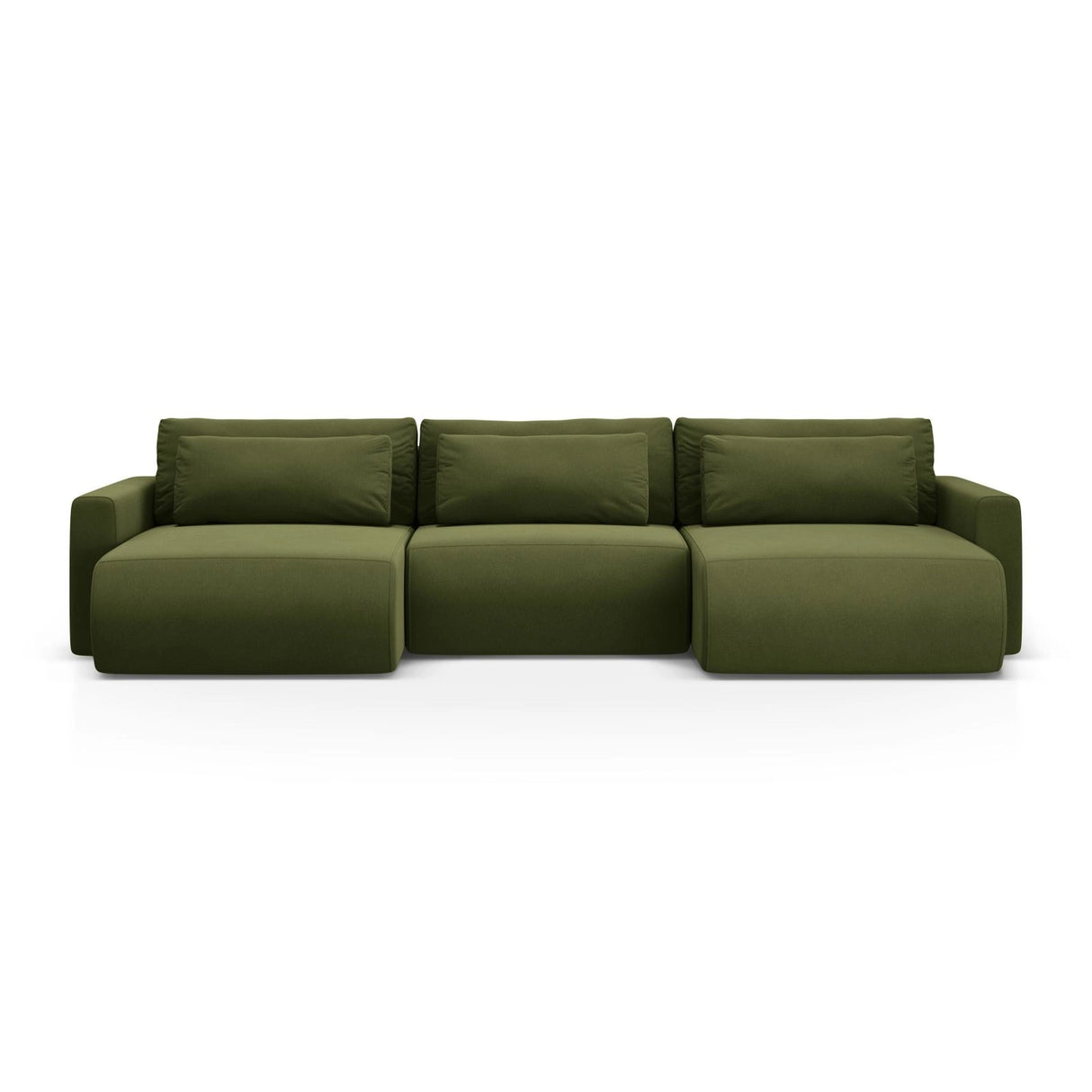 Belfast 4-Sitzer Panoramasofa mit Schlaffunktion, ausklappbar, aus Samt in Armeegrün (Magic Velvet 2295), 340x149 cm von Cosmopolitan Design – Bild 1