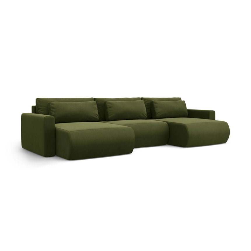Belfast 4-Sitzer Panoramasofa mit Schlaffunktion, ausklappbar, aus Samt in Armeegrün (Magic Velvet 2295), 340x149 cm von Cosmopolitan Design – Bild 4
