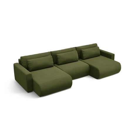 Belfast 4-Sitzer Panoramasofa mit Schlaffunktion, ausklappbar, aus Samt in Armeegrün (Magic Velvet 2295), 340x149 cm von Cosmopolitan Design – Bild 5
