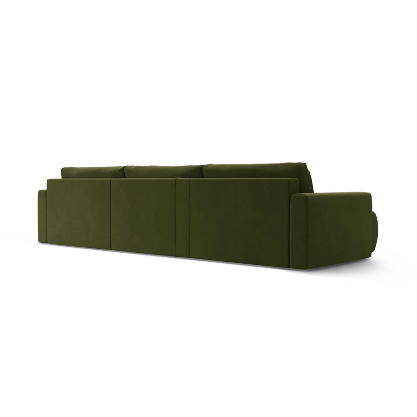 Belfast 4-Sitzer Panoramasofa mit Schlaffunktion, ausklappbar, aus Samt in Armeegrün (Magic Velvet 2295), 340x149 cm von Cosmopolitan Design – Bild 8