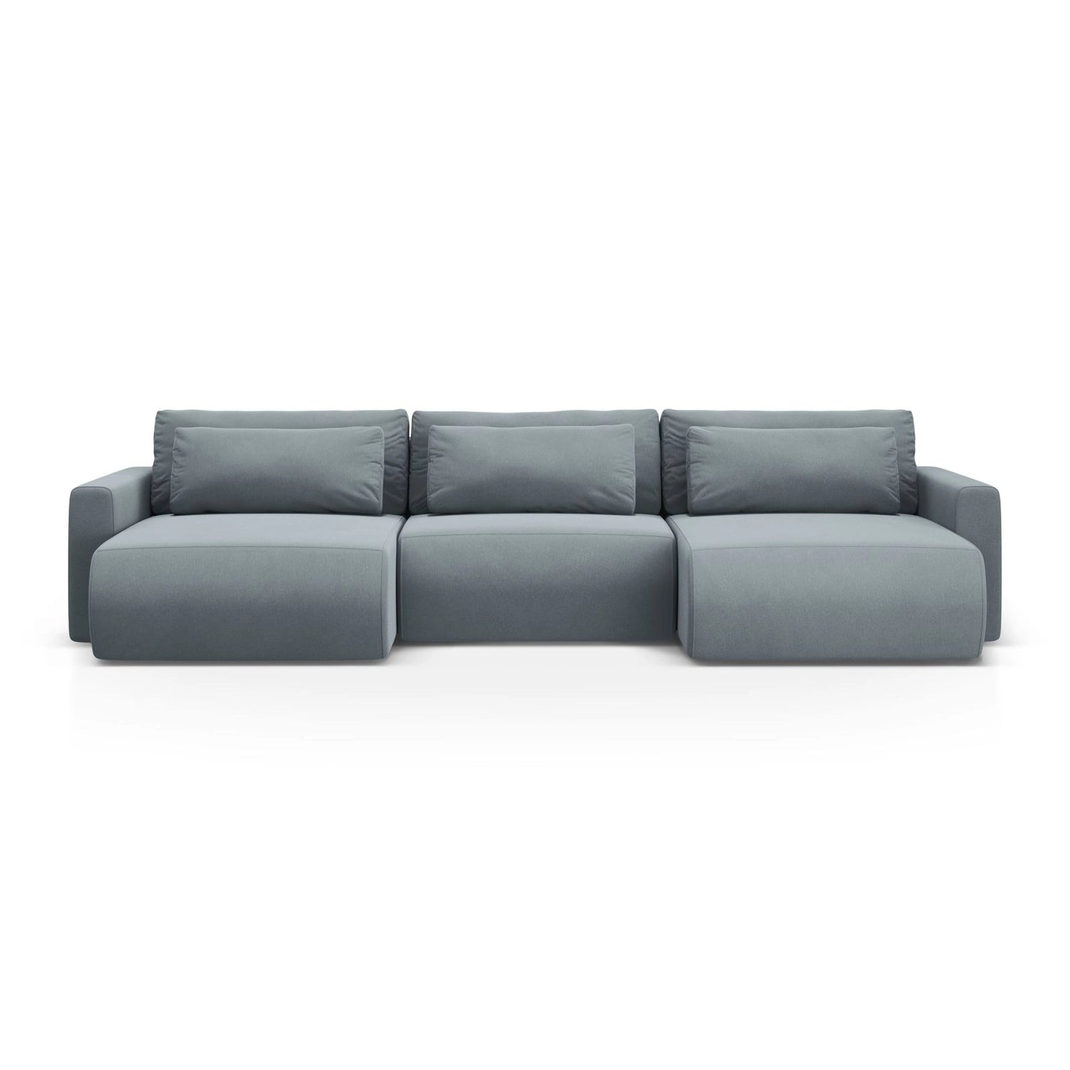 Belfast 4-Sitzer Panoramasofa mit Schlaffunktion, ausklappbar, aus Samt in Blaugrau (Magic Velvet 2224), 340x149 cm von Cosmopolitan Design – Bild 1