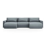 Belfast 4-Sitzer Panoramasofa mit Schlaffunktion, ausklappbar, aus Samt in Blaugrau (Magic Velvet 2224), 340x149 cm von Cosmopolitan Design – Bild 1