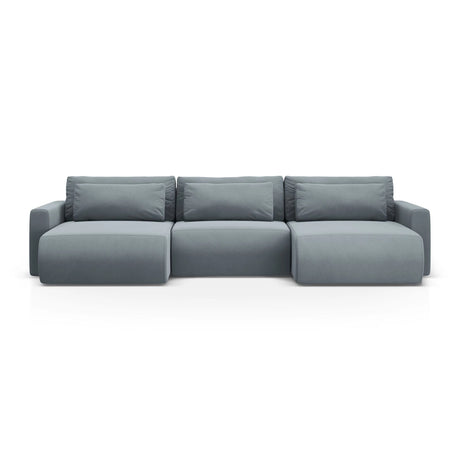 Belfast 4-Sitzer Panoramasofa mit Schlaffunktion, ausklappbar, aus Samt in Blaugrau (Magic Velvet 2224), 340x149 cm von Cosmopolitan Design – Bild 1