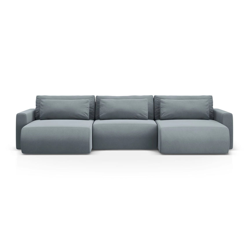Belfast 4-Sitzer Panoramasofa mit Schlaffunktion, ausklappbar, aus Samt in Blaugrau (Magic Velvet 2224), 340x149 cm von Cosmopolitan Design – Bild 1