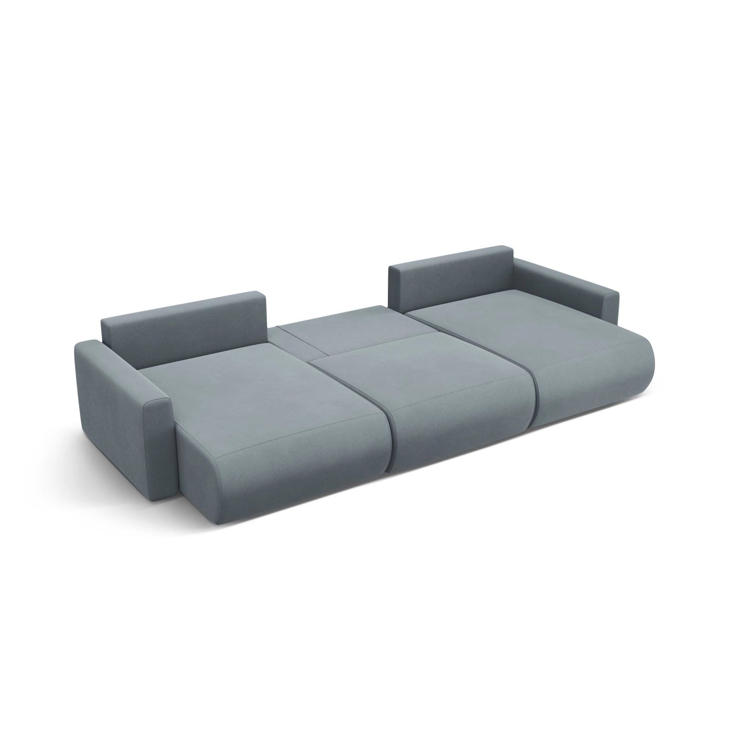 Belfast 4-Sitzer Panoramasofa mit Schlaffunktion, ausklappbar, aus Samt in Blaugrau (Magic Velvet 2224), 340x149 cm von Cosmopolitan Design – Bild 6
