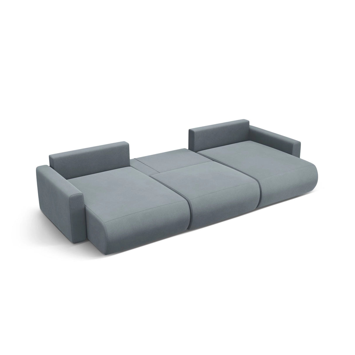 Belfast 4-Sitzer Panoramasofa mit Schlaffunktion, ausklappbar, aus Samt in Blaugrau (Magic Velvet 2224), 340x149 cm von Cosmopolitan Design – Bild 6