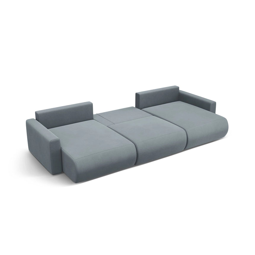 Belfast 4-Sitzer Panoramasofa mit Schlaffunktion, ausklappbar, aus Samt in Blaugrau (Magic Velvet 2224), 340x149 cm von Cosmopolitan Design – Bild 6